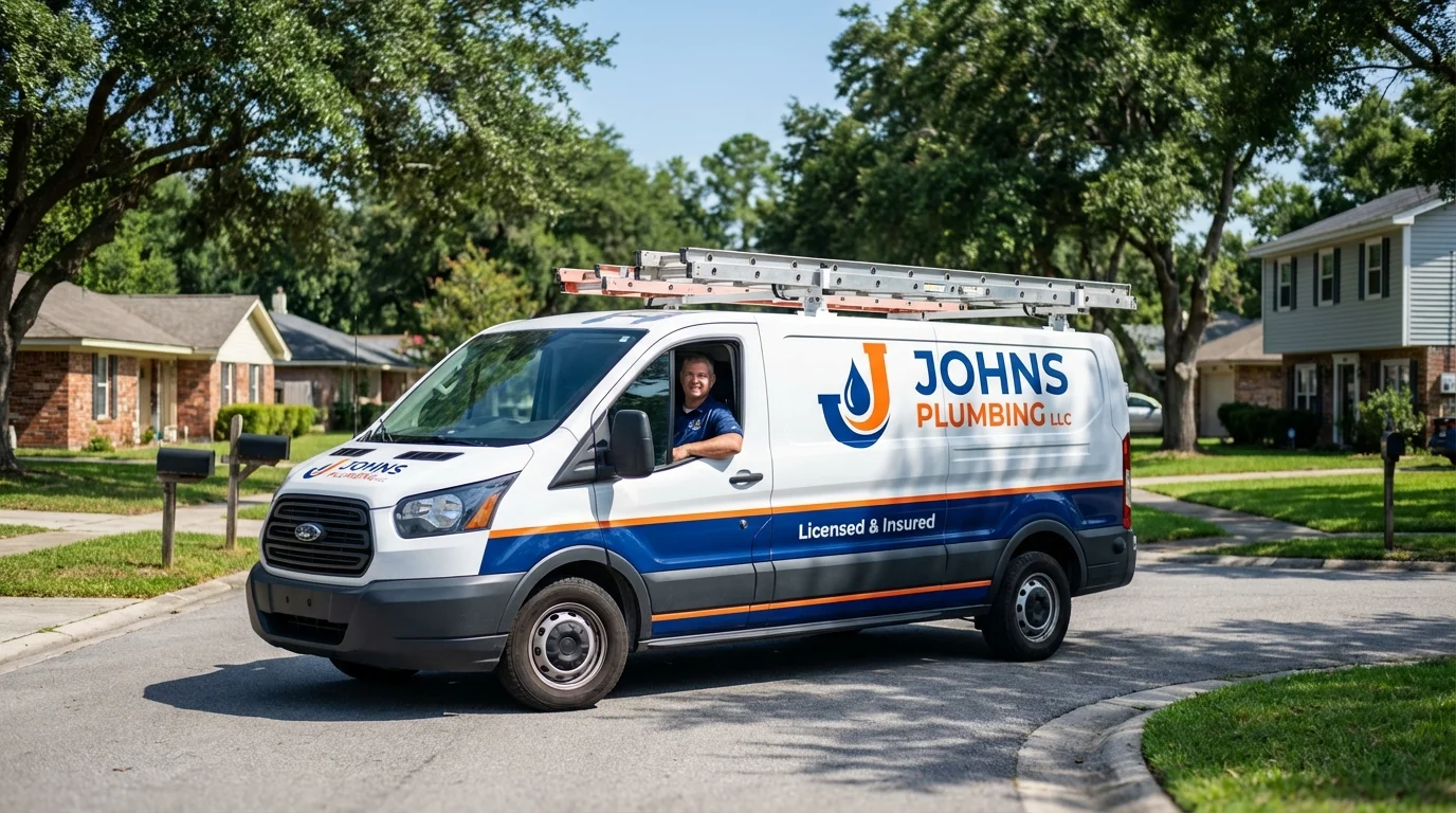 Johns Plumbing LLC service van in Fair Haven, VT
